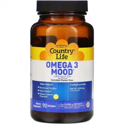 Country Life, Omega 3 Mood, натуральний ароматизатор зі смаком лимона, 90 м'яких желатинових капсул 