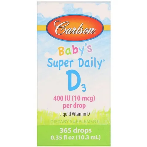 Carlson Labs, Super Daily, вітамін D3 для дітей, 10 мкг (400 МО), 10,3 мл