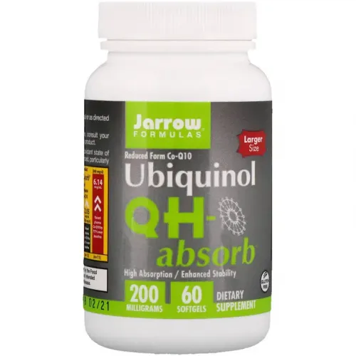 Jarrow Formulas, Убіхінол QH-Absorb, 200 мг, 60 м'яких гелевих капсул