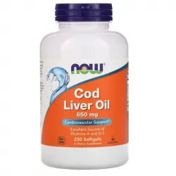 Now Foods, Cod Liver Oil, 650 мг, 250 м'яких желатинових капсул