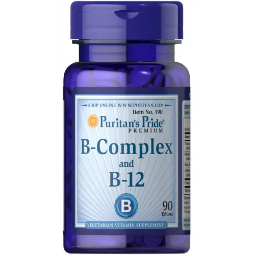 Витамины группы В, Vitamin B-Complex and Vitamin B-12, Puritan's Pride, 90 таблеток