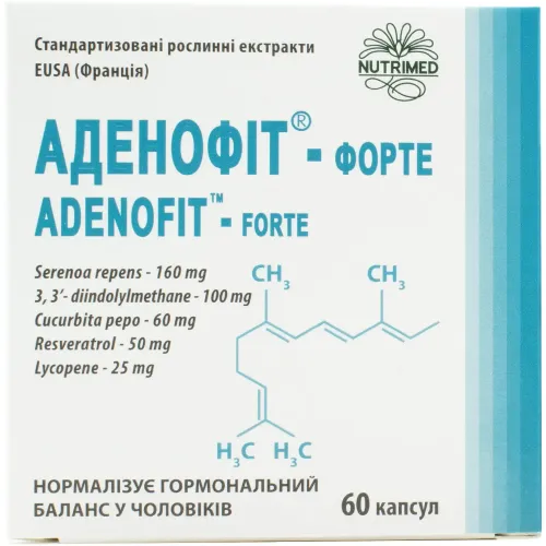 Аденофіт-форте, для нормалізації гормонального балансу у чоловіків, 60 капсул
