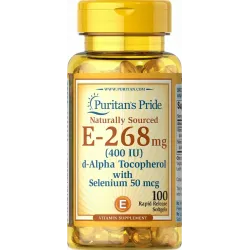 Вітамін Е з селеном, Vitamin E, Puritan's Pride, 400 МО, натуральний, 100 гелевих капсул 