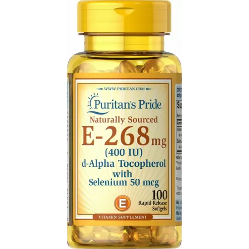 Вітамін Е з селеном, Vitamin E, Puritan's Pride, 400 МО, натуральний, 100 гелевих капсул 