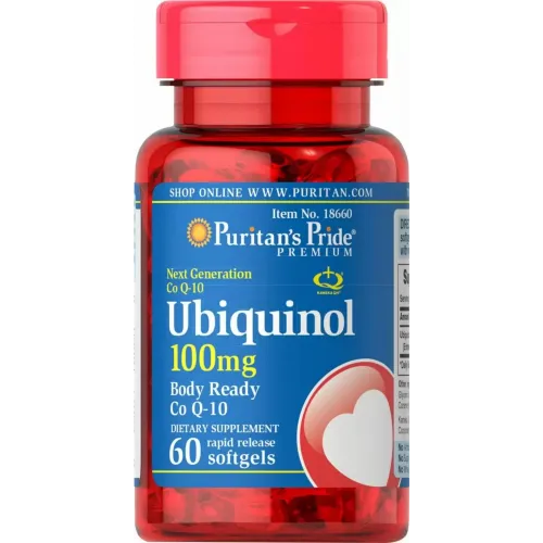 Убіхінол, Ubiquinol, Puritan's Pride, 100 мг, 60 гелевих капсул