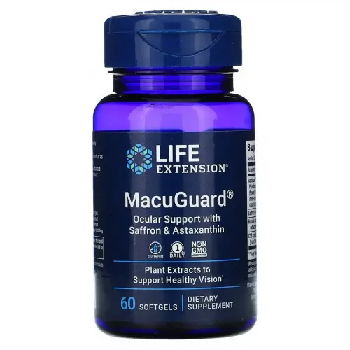 Life Extension, MacuGuard, підтримка зору з шафраном та астаксантином, 60 капсул 