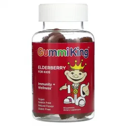 GummiKing, Elderberry For Kids, Immunity + Wellness, Raspberry Flavor, 60 жувальних цукерок