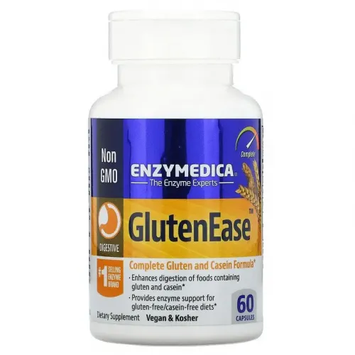 Enzymedica, GlutenEase, добавка для перетравлення глютену, 60 капсул 