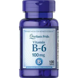 Вітамін В6, Vitamin B-6 (Pyridoxine Hydrochloride), Puritan's Pride, 100 мг, 100 таблеток