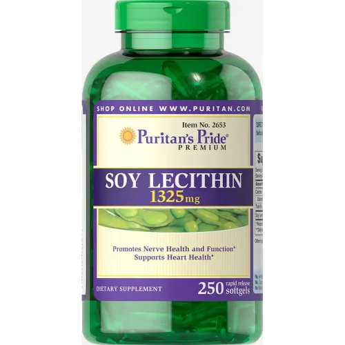 Лецитин из сои, Soy Lecithin, Puritan's Pride, тысяча триста двадцать пять мг, 250 гелевых капсул