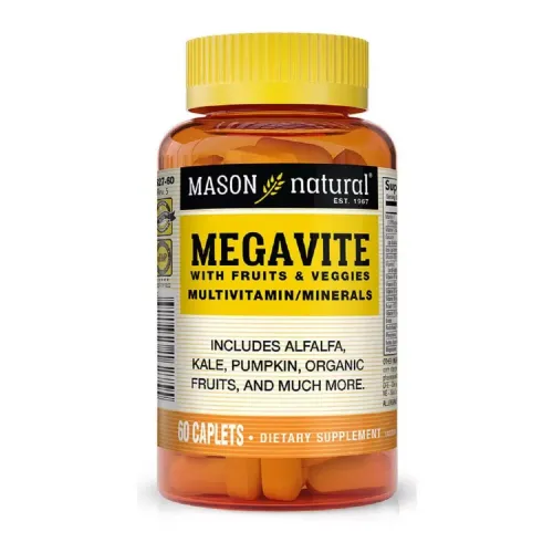 Мультивитамины с фруктами и овощами, Megavite With Fruits & amp; Veggies Multivitamin & Minerals, Mason Natural, 60 капсул