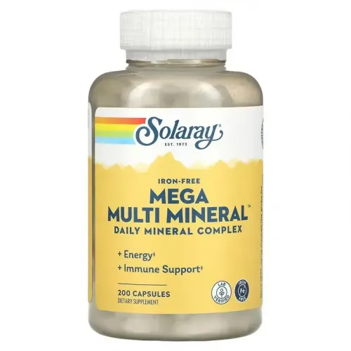 Мультимінеральний комплекс без заліза, Mega Multi Mineral, Solaray, 200 капсул