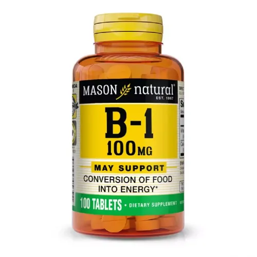 Витамин B1 100 мг, Vitamin B1, Mason Natural, 100 таблеток