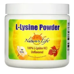 Nature's Life, L-Lysine в ­ порошке, 435 мг, без вкусовых добавок, 200 г