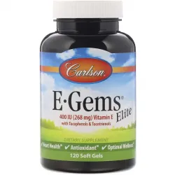 Carlson Labs, E-Gems Elite, витамин E, 268 мг (400 МО), 120 мягких гелевых капсул