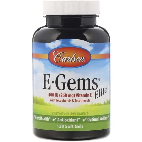 Carlson Labs, E-Gems Elite, витамин E, 268 мг (400 МО), 120 мягких гелевых капсул