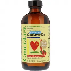 Рыбий жир из печени трески для детей, Cod Liver Oil, ChildLife, клубника, 237 мл