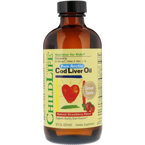 Рыбий жир из печени трески для детей, Cod Liver Oil, ChildLife, клубника, 237 мл