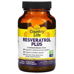 Country Life, Resveratrol Plus, 100 мг, 120 веганські капсули 