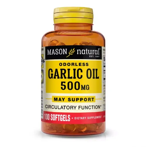 Часникова олія, 500 мг, Garlic Oil, Mason Natural, 100 гелевих капсул 