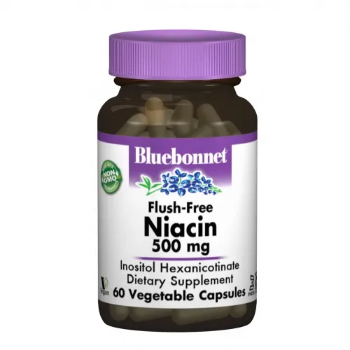 Ниацин без инфузата (В3) 500мг, Bluebonnet Nutrition, 60 гелевых капсул