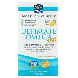 Nordic Naturals, Ultimate Omega Xtra, лимон, 1000 мг, 60 м'яких пігулок 