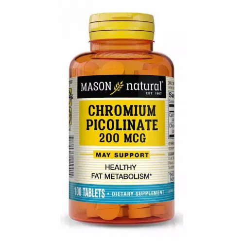 Хром пиколинат, 200 мкг, Chromium Picolinate, Mason Natural, 100 таблеток 