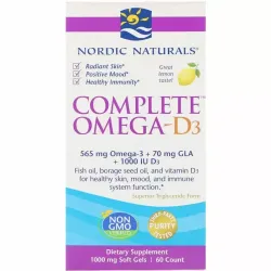 Nordic Naturals, Комплекс Омега-D3, лимон, 500 мг, 60 мягких таблеток