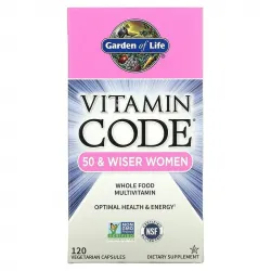 Garden of Life, Vitamin Code, для женщин от 50 и старше, мультивитамины из сырых цельных продуктов, 120 вегетарианских капсул