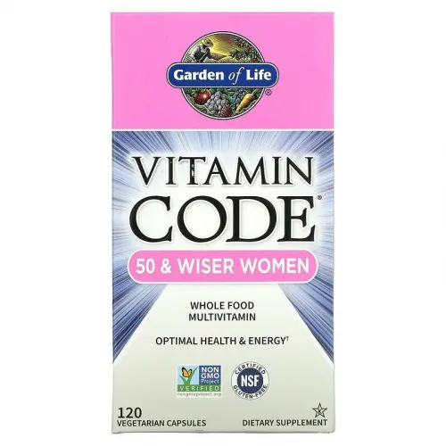 Garden of Life, Vitamin Code, для жінок від 50 і старше, мультивітаміни із сирих цільних продуктів, 120 вегетаріанських капсул