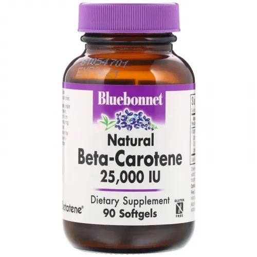 Натуральний бета-каротин, Bluebonnet Nutrition, Beta Carotene 25,000МЕ, 90 гелевих капсул 