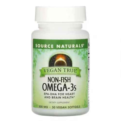 Source Naturals, Vegan True, омега-3 жирні кислоти не з риби, 300 мг, 30 веганських капсул 