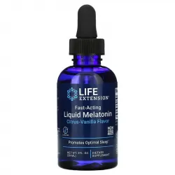 Life Extension, Мелатонин жидкий, быстродействующий с цитрусово-ванильным вкусом, Fast-Acting Liquid Melatonin, 59 мл