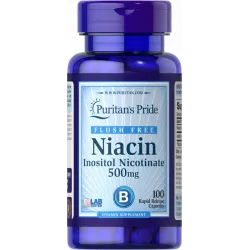 Ніацин, Flush Free Niacin, Puritan's Pride, 500 мг, 100 капсул