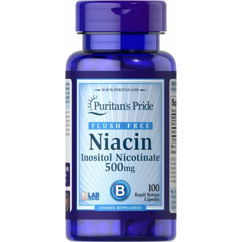 Ніацин, Flush Free Niacin, Puritan's Pride, 500 мг, 100 капсул