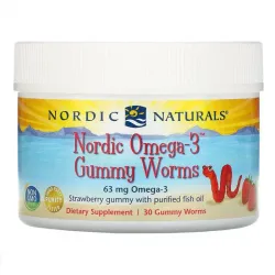 Nordic Naturals, Nordic Omega-3 зі смаком полуниці, 63 мг, 30 жувальних черв'ячків