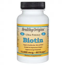 Біотин, Biotin, Healthy Origins, 10000 мкг, 60 капсул,