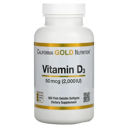 California Gold Nutrition, витамин D3, 50 мкг (2000 МО), 90 рыбно-желатиновых капсул