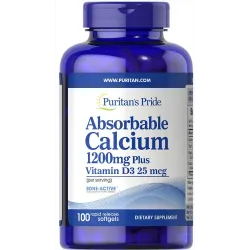 Кальцій і вітамін Д3, Absorbable Calcium 1200 mg with Vitamin D3 1000 IU, Puritan's Pride, 100 капсул