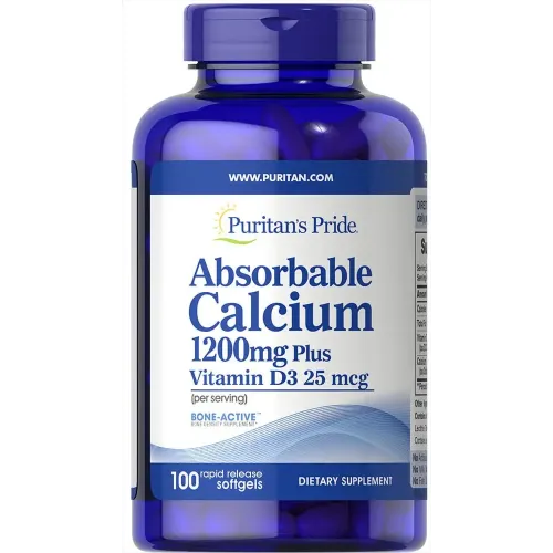 Кальцій і вітамін Д3, Absorbable Calcium 1200 mg with Vitamin D3 1000 IU, Puritan's Pride, 100 капсул