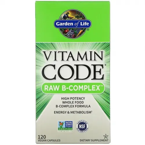 Garden of Life, Vitamin Code, Raw B-Complex, комплекс вітамінів групи В, 120 веганських капсул 