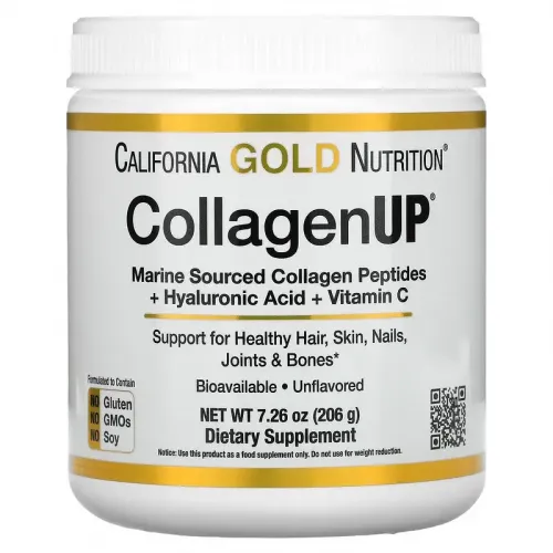 California Gold Nutrition, CollagenUP, морський гідролізований колаген, гіалуронова кислота та вітамін C, з нейтральним смаком, 206 г