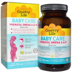 Витамины для беременных с рыбьим жиром, Prenatal Omega 3-6-9, Country Life, 90 капсул