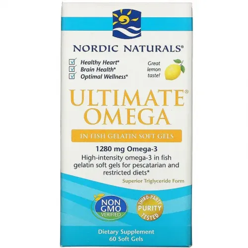 Nordic Naturals, Ultimate Omega, зі смаком лимона, 1280 мг, 60 капсул 