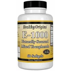 Вітамін Е, Vitamin E, Healthy Origins, 1000 МО, 60 гелевих капсул 