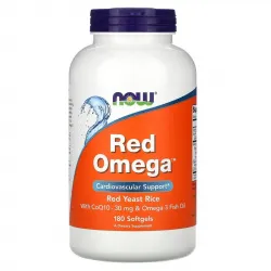 Now Foods, Red Omega, красный рис, омега, Q10, 180 капсул