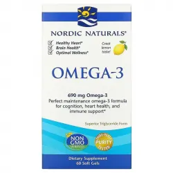 Nordic Naturals, Омега-3, лимон, 690 мг, 60 капсул 