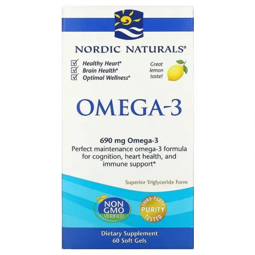 Nordic Naturals, Омега-3, лимон, 690 мг, 60 капсул