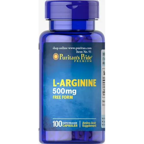 Л-аргінін, L-Arginine, Puritan's Pride, 500 мг, 100 капсул 