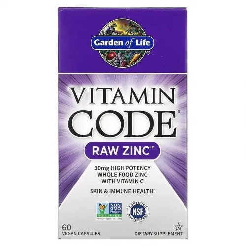 Garden of Life, Vitamin Code, RAW Zinc, 60 веганських капсул 